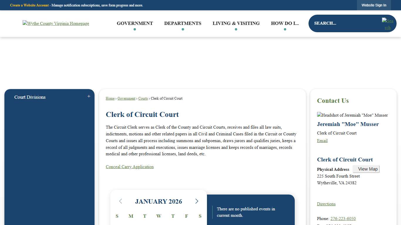 Clerk of Circuit Court | Wythe County, VA