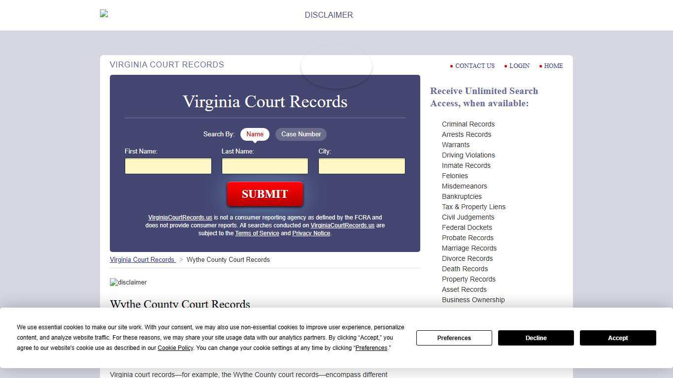 Wythe County Court Records | VirginiaCourtRecords.us