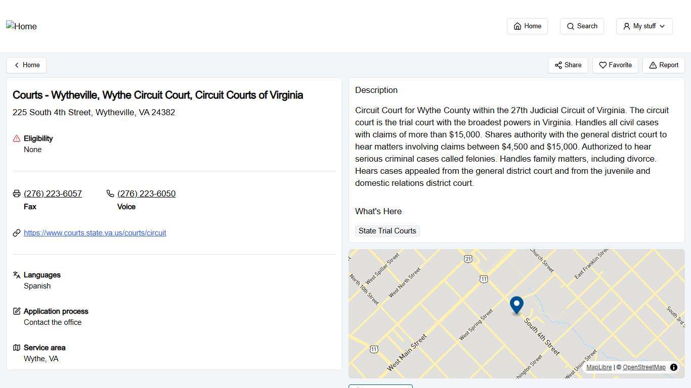 Courts - Wytheville, Wythe Circuit Court, Circuit Courts of Virginia